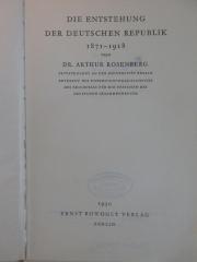 SA 41&lt;2&gt; : Die Entstehung der deutschen Republik 1871-1918  (1930)