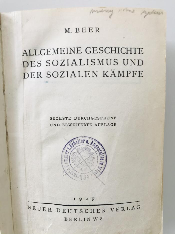 Nd 127 (ausgesondert) : Allgemeine Geschichte des Sozialismus und der sozialen Kämpfe (1929)