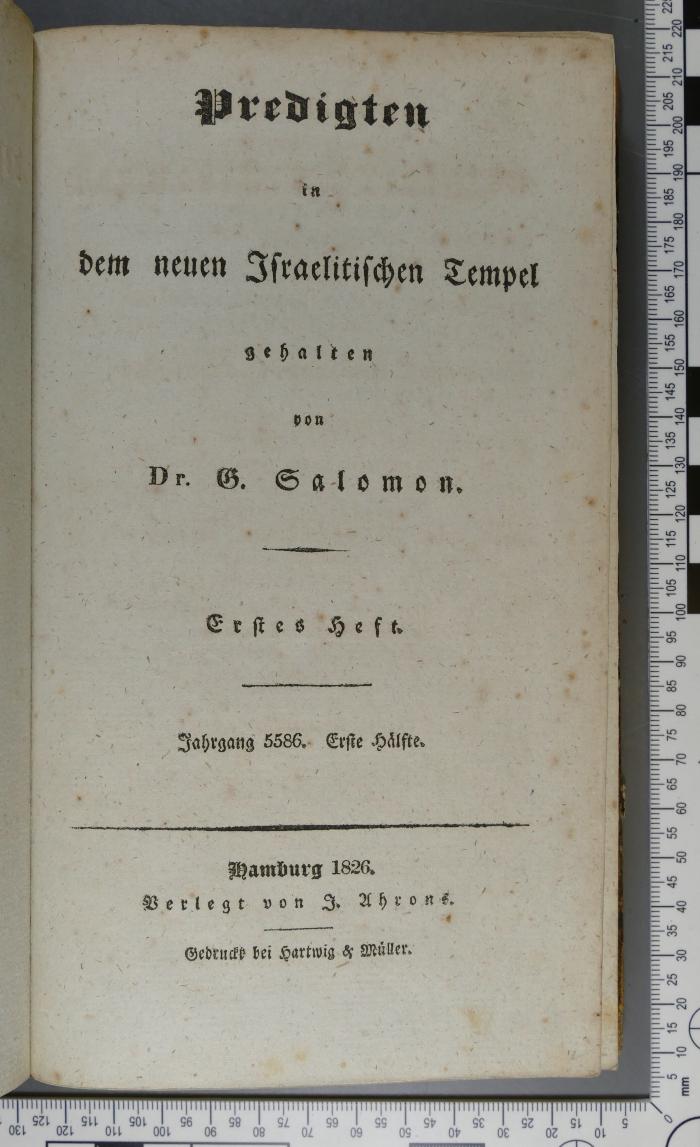 296.45 SALO 2 : Predigten in dem neuen Israelitischen Tempel (1826)