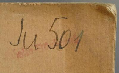 - (Theresienstadt Bibliotheken;Signatur Ju [+Nr.]), Von Hand: Signatur; 'Ju 501'. 