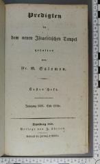 296.45 SALO 2 : Predigten in dem neuen Israelitischen Tempel (1826)