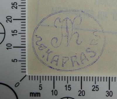 - (Kapras, ?), Stempel: Name, Exlibris; '[Monogramm]
Kapras'. 