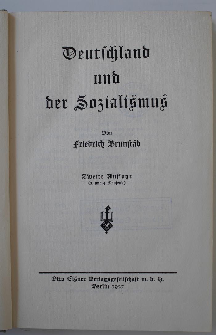 6 D 152 &lt;2a&gt; : Deutschland und der Sozialismus (1927)