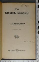 299.21 ZIMM;1205 ; ;: Das babylonische Neujahrsfest (1926)