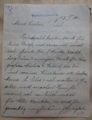 - (Kahn, Moses;[?], Erich), Post: Datum, Name; '27.II.30.
Meine Lieben!
[...]
Euer Erich
Auf gesundes Wiedersehen!'. 