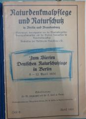Ka 349: Naturdenkmalpflege und Naturschutz in Berlin und Brandenburg : Zum Vierten Deutschen Naturschutztage in Berlin 8. - 12. April 1931 (1931)