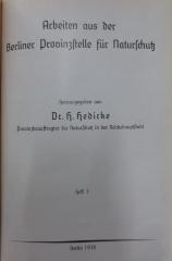 Ka 274 1 Ers: Arbeiten aus der Berliner Provinzstelle für Naturschutz (1938)