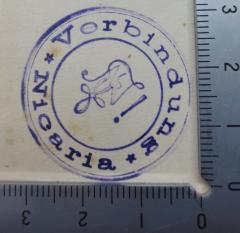 - (Verbindung Nicaria), Stempel: Berufsangabe/Titel/Branche, Name, Emblem; 'Verbindung Nicaria'.  (Prototyp)