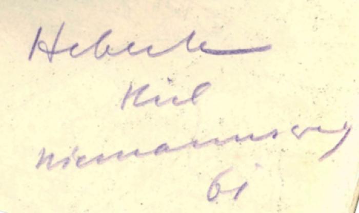 -, Von Hand: Autogramm, Notiz; 'Heberle Kiel Niemannsweg 61'