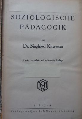 XV 2589 b, 2. Ex.: Soziologische Pädagogik (1924)
