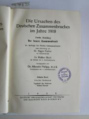 Kuc Ha 4 10,2: Die Ursachen des deutschen Zusammenbruches im Jahre 1918 (1928)