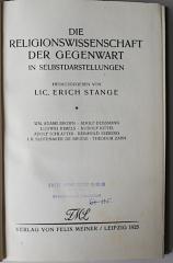 BE 1500 S785-1 : Die Religionswissenschaft der Gegenwart in Selbstdarstellungen. 1 (1925)