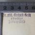 - (Gesch, Gerhard), Stempel: Name, Berufsangabe/Titel/Branche, Ortsangabe; 'Dr. phil. Gerhard Gesch 
Hilfsgeistlicher
Amberg (Opf.)'.  (Prototyp)