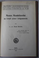 BD 6501 B553+2 : Moses Mendelssohn im Urteil seiner Zeitgenossen (1919)