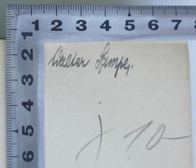 - (Lampe, Walter), Von Hand: Autogramm, Name; 'Walter Lampe.'. ;MC 8000 B899(2) : Deutschland und der Sozialismus (1927)