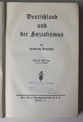 MC 8000 B899(2) : Deutschland und der Sozialismus (1927)
