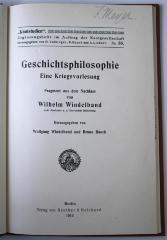 CG 8061 G389 : Geschichtsphilosophie: eine Kriegsvorlesung  (1916)