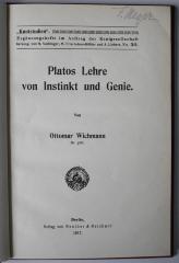 FH 28715 W635 P7 : Platos Lehre von Instinkt und Genie (1917)