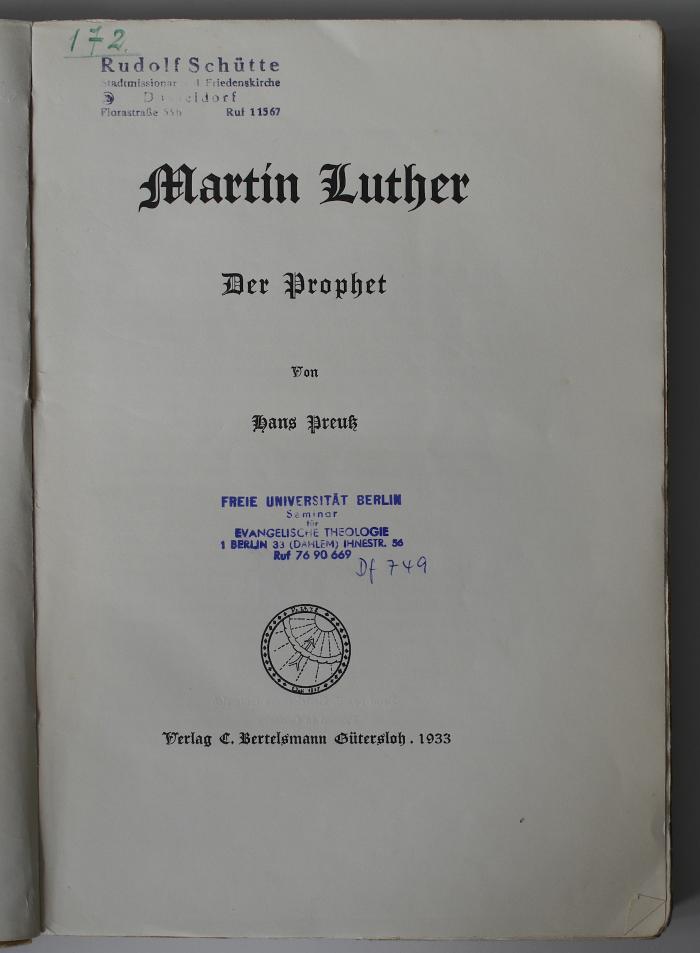 BH 1219 P943 : Martin Luther. Der Prophet (1933)