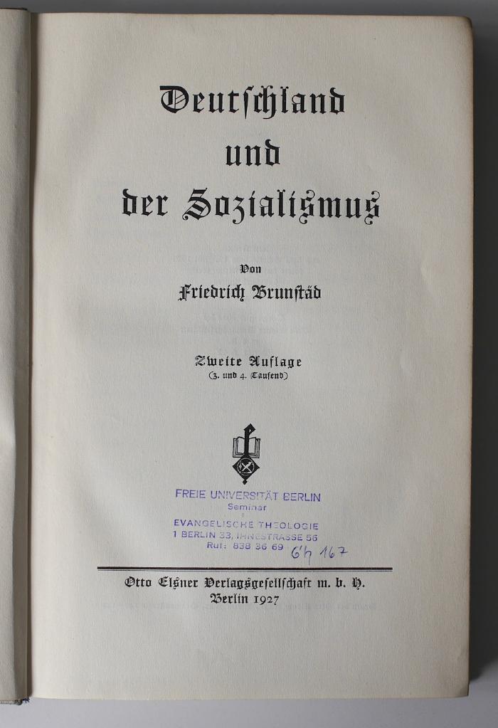 MC 8000 B899(2) : Deutschland und der Sozialismus (1927)