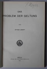 CC 1100 L716+2 : Das Problem der Geltung (1914)