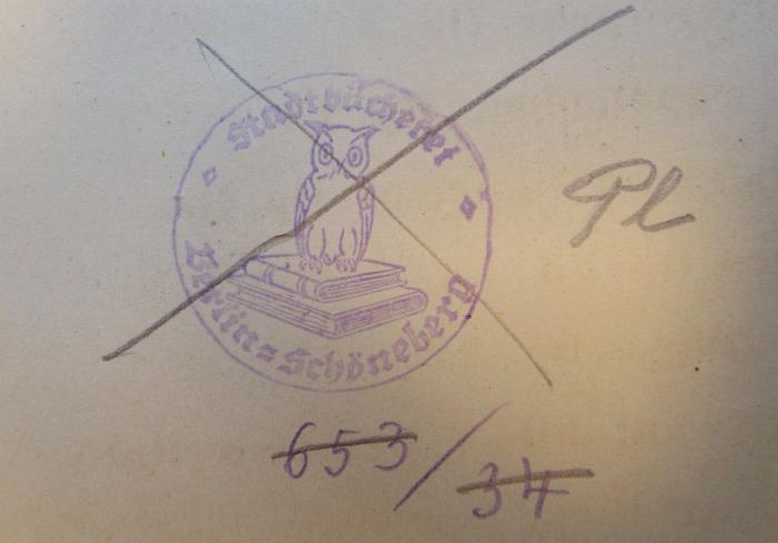 - (unbekannt), Von Hand: Signatur, Besitzwechsel, Annotation; 'PL'. 