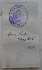 - (Kahn, Moses;Kahn, Benno), Von Hand: Name, Notiz; 'Benno Kahn
38 gr. Fett
Okt.'. 