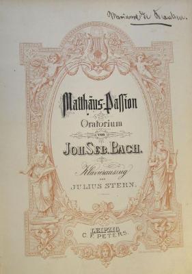  Matthäus-Passion. Oratorium von JOH. SEB. BACH.  (o.J.)