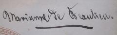 - (Beaulieu, Marianne de), Von Hand: Autogramm; 'Marianne de Beaulieu'. 