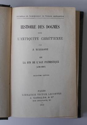 BN 1651 T624-3(2) : Histoire des dogmes. 3. La fin de l'âge patristique (430 - 800) (1912)