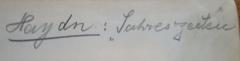- (Stoeckert, Hermann ), Von Hand: Notiz; 'Haydn: "Jahreszeiten"'. 