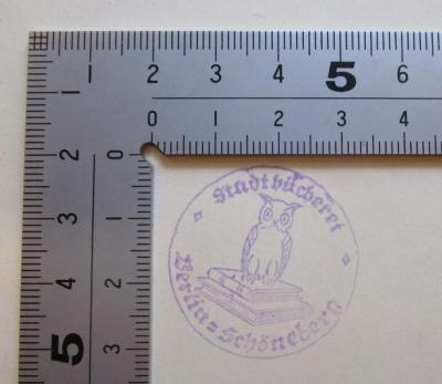 - (Stadtbücherei (Schöneberg, Berlin)), Stempel: Name, Ortsangabe, Abbildung, Berufsangabe/Titel/Branche; 'Stadtbücherei
Berlin-Schöneberg'.  (Prototyp)