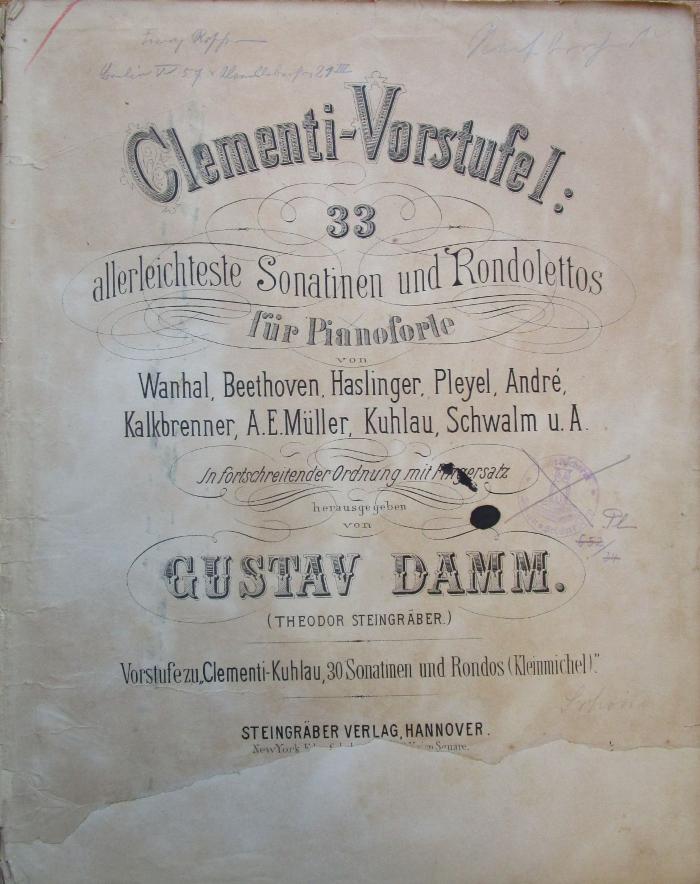 Pl : Clementi-Vorstufe I: allerleichteste Sonatinen und Rondolettos für Pianoforte (o.J.)