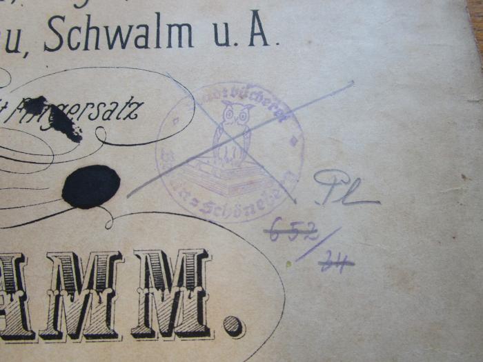 - (Stadtbücherei (Schöneberg, Berlin)), Von Hand: Besitzwechsel; 'PL 652 / 34'. 