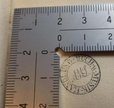 - (Adolph Martin Schlesinger (Firma)), Stempel: Buchhändler; 'BUCH- u. MUSIK-HANDLUNG AMS.'.  (Prototyp)