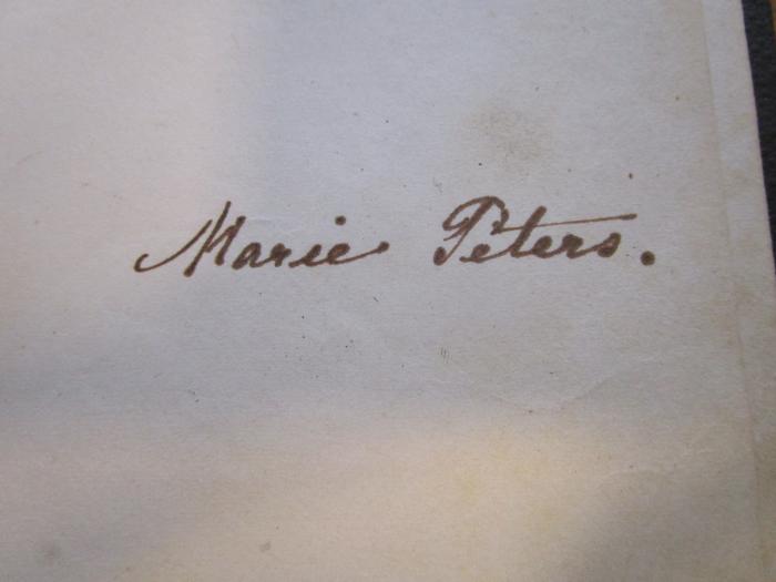- (Peters, Marie), Von Hand: Autogramm, Name; 'Marie Peters.'. 