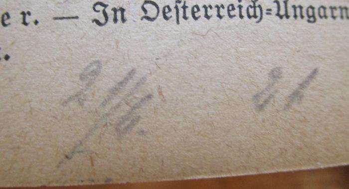 - (unbekannt), Von Hand: Nummer; '21/6 21.'. 