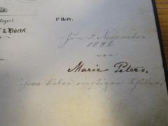 - (Peters, Marie), Von Hand: Widmung, Name, Datum; 'Zum 5. November 1886 von Marie Peters ihrem lieben einstigen Schüler.'. 