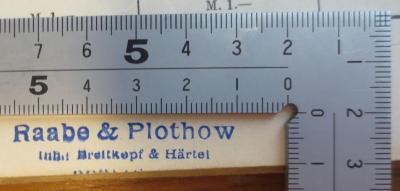 - ( Breitkopf &amp; Härtel (Leipzig) ;Raabe &amp; Plothow (Firma)), Stempel: Buchhändler; 'Raabe &amp; Plothow : Inh.: Breitkopf &amp; Härtel [?]'.  (Prototyp)