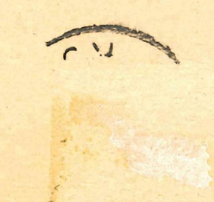 Einband/Stempel/Tilgung: "[?]" (Poststempel?)