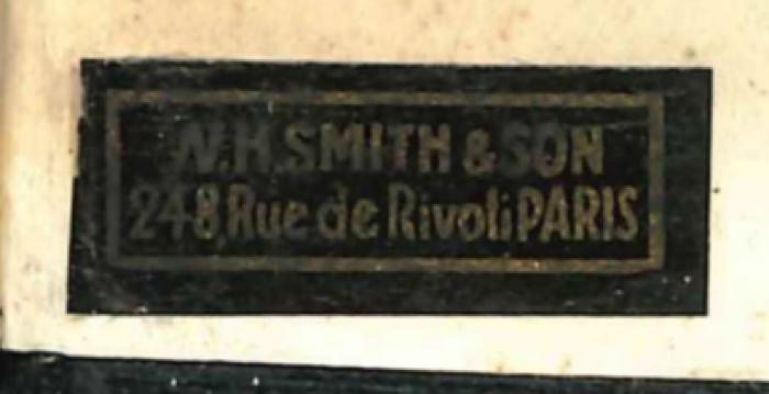 -, Etikett: Buchhändler; 'W. H. Smith &amp; Son 248 Rue de Rivoli Paris
'
