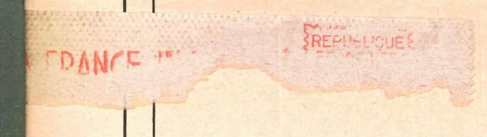 Einband/Etikett/Tilgung: "France [?] Republique [?]"