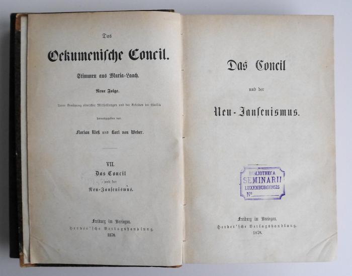 BA 6900.1 : Das Oekumenische Concil. VII. Das Concil und der Neu-Jansenismus.
 (1870)