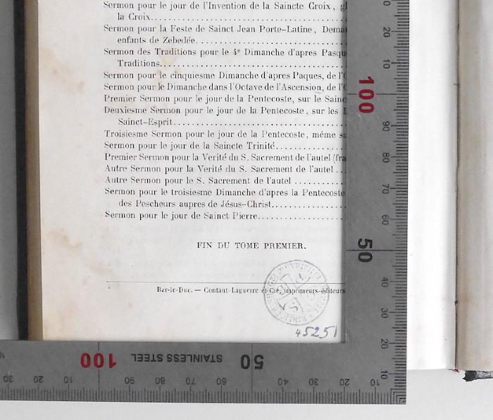 BM 6700.1865-1 bis 8 : Oeuvres complètes de Saint François de Sales (1865);-, Stempel: Name, Emblem, Signatur; 'Biblioth: Sancti Mauritii Clarauali [?] CSPB 45251';-, Stempel: Name, Emblem; 'Biblioth: Sancti Mauritii Clarauali. CSPB' (Prototyp)