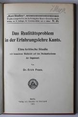 CF 5017 F837 : Das Realitätsproblem in der Erfahrungslehre Kants (1919)