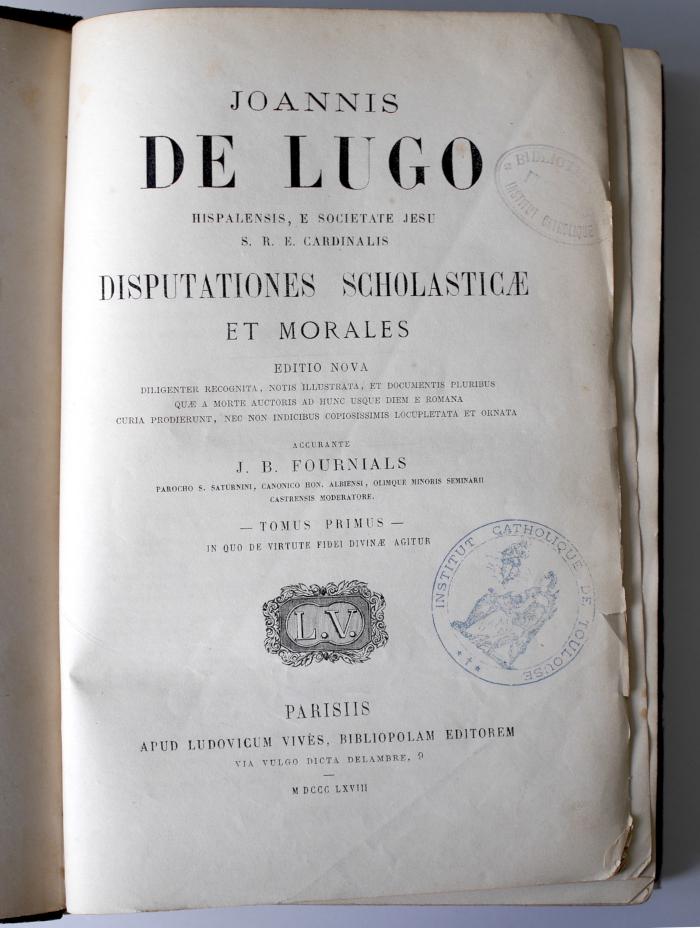 BN 2961 D612-1 (bis 8) : Disputationes scholasticæ et morales (1868)