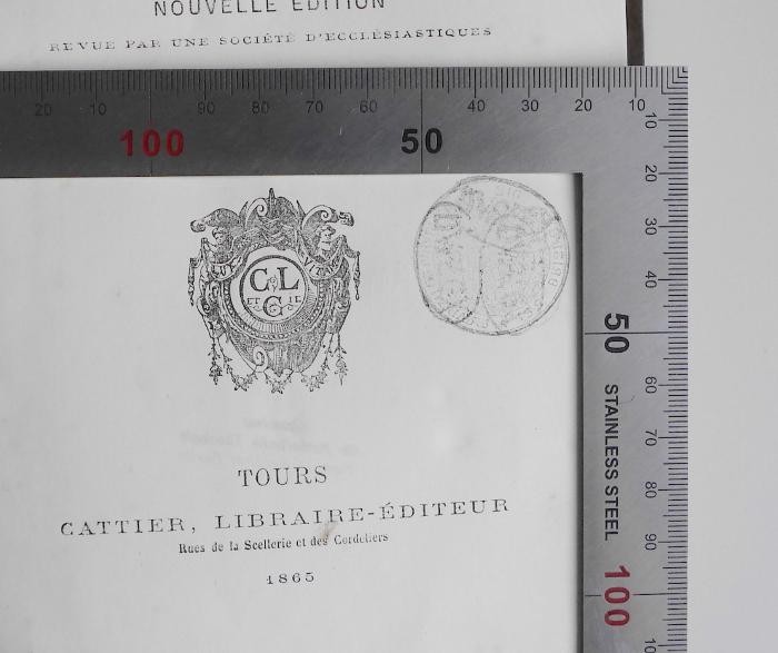 BM 6700.1865-1 bis 8 : Oeuvres complètes de Saint François de Sales (1865);-, Stempel: Name; 'Maur… Mauri CL. SIG: Abbatia… SS. DVPLEX DVPLEX DVPLEX'