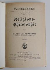 CC 8500 P531 : Religionsphilosophie (1922)