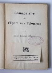 BN 2543 C734 E6 : Commentaire de l’èpitre aux Colossiens (1926)
