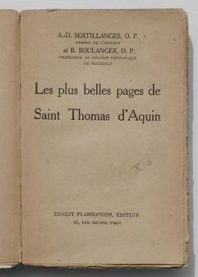 BN 2545 P737 : Les Plus Belles Pages de Saint Thomas d’Aquin (1929)